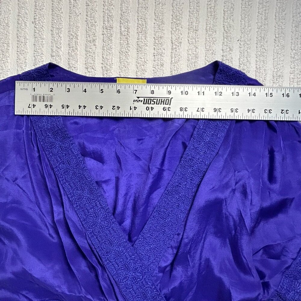 Anthropologie Maeve Tunic Top Blouse Womens 12 Purple Floral V-Neck Short Sleeve - Picture 5 of 8